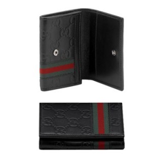 Noir Gucci Etuis Pour Cartes Web Signature Et Garniture En Cuir Magasin De Sortie